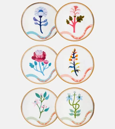 Bitossi Flowers Set Of 6 Dessert Plates