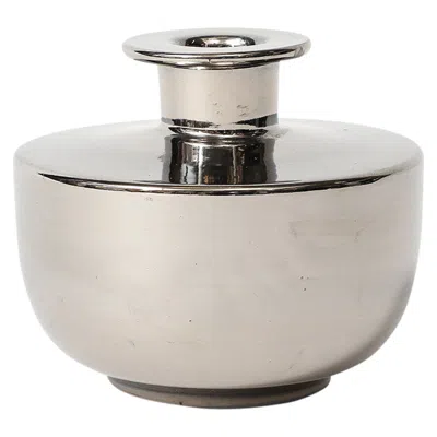 Pre-owned Bitossi Footed Vase, Ceramic & Metallic Silver, Mid-century Modern, Italy 1970s