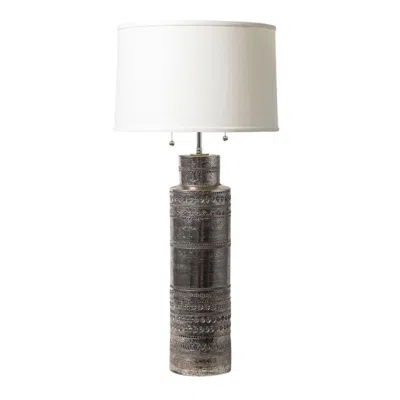 Pre-owned Bitossi For Bergboms Table Lamp, Ceramic, Pewter Metallic, Italy, 1960s In Silver