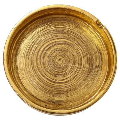 Pre-owned Bitossi For Berkeley House Ashtray, Brushed Gold, Signed In Brown