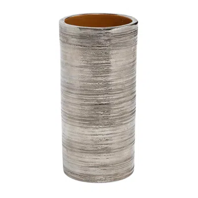 Pre-owned Bitossi For Berkeley House Vase, Brushed Metallic Silver Chrome, Signed
