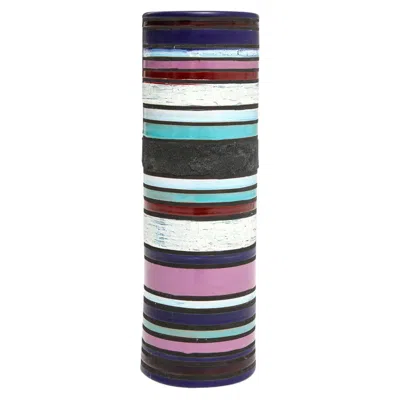 Pre-owned Bitossi For Raymor Cambogia Vase, Ceramic, Striped Design, Italy, 1957 In Black