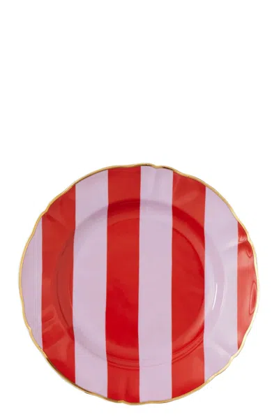 Bitossi Fruit Plate 'righe' ⌀ 20.5 Cm In Red