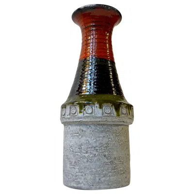 Pre-owned Bitossi Glazed Italian Chamotte Stoneware Vase Attributed To Aldo Londi For  In Transparent