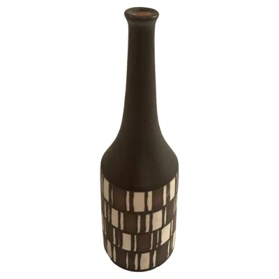 Pre-owned Bitossi Handcrafted Modernist Ceramic Vase By , Minimalist Design In Black