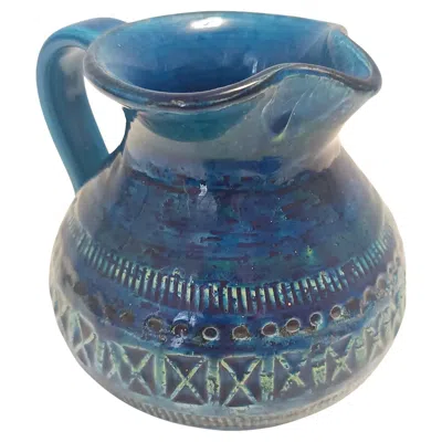 Pre-owned Bitossi Handmade Rimini Blue Lacquered Ceramic Jug By Aldo Londi For , Italy