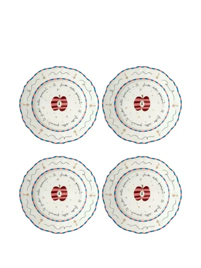 Bitossi Home Apple Dinner Plates (set Of Four) In White