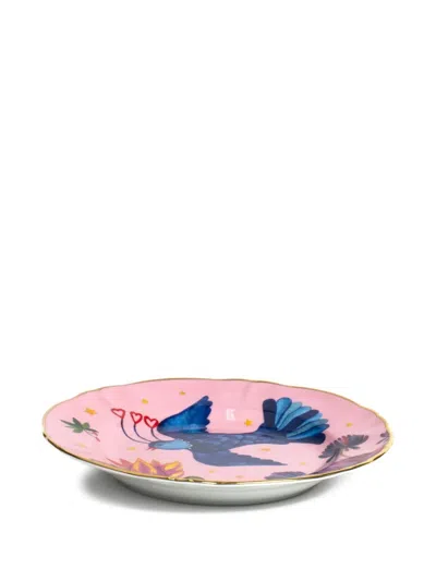 Bitossi Home Bird-print Plate (set Of Two) In Pink