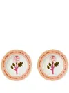 Bitossi Home Botanica Porcelain Set Of Two Plates In Rosa