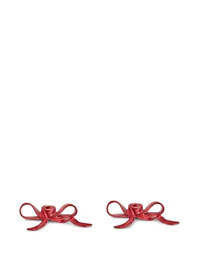 Bitossi Home Bow Candle Holder Set (set Of Two) In Red