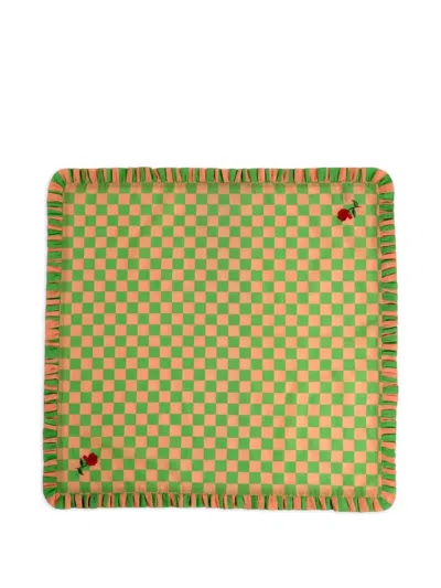 Bitossi Home Checked Ruffled Placemat In Green