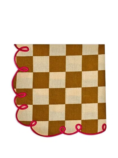Bitossi Home Checkerboard Scalloped Napkins (set Of Two) In Multi