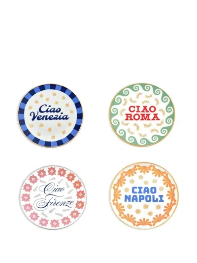 Bitossi Home City´s Printed Plate (set Of Four) In Multi