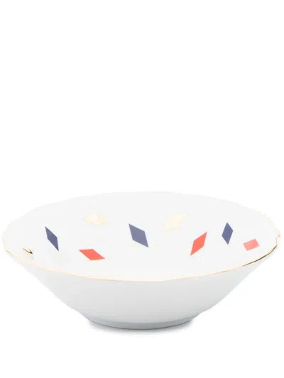 Bitossi Home Diamond-pattern Porcelain Bowl In 白色