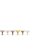 Bitossi Home Diseguale Transparent-design Goblets (set Of 6) In Amber/pink Nuances