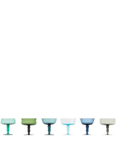 Bitossi Home Diseguale Transparent-design Goblets (set Of 6) In Blue/green Nuances