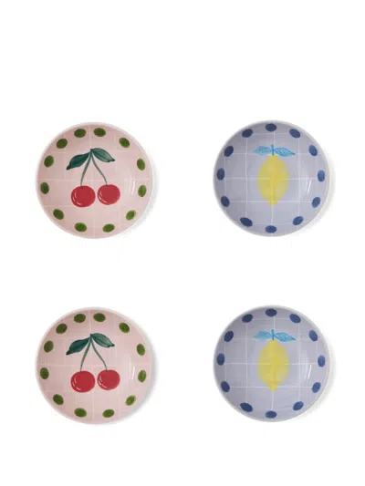 Bitossi Home Dotted Fruit-print Plate (set Of Four) In Multi
