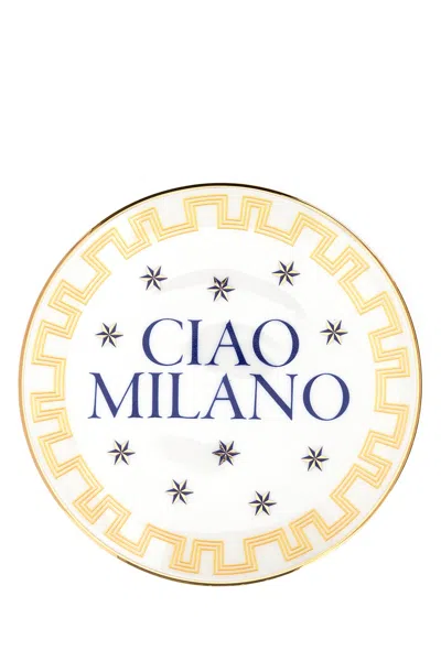 Bitossi Home Embellished Porcelain Ciao Milano Plate In Multi