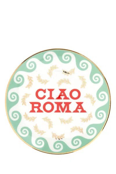 Bitossi Home Embellished Porcelain Ciao Roma Plate In Multi