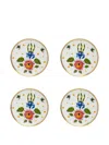Bitossi Home Eye-flower Plates (set Of Four) In White