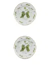 Bitossi Home Fern-print Gold-tone Rim Plates (set Of Two) In White