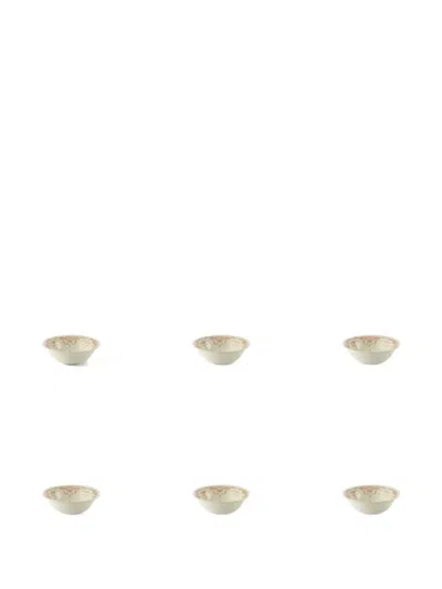 Bitossi Home Floral-pattern Bowl (pack Of Six) In White