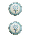 Bitossi Home Floral-print Gold-tone Rim Plates (set Of Two) In Blue