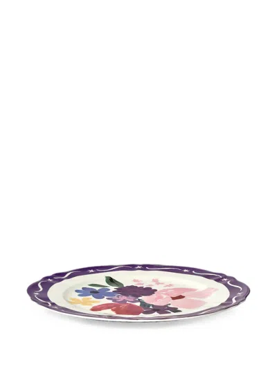 Bitossi Home Floral-print Scalloped-edge Plate In Purple