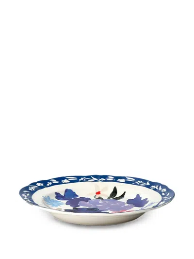 Bitossi Home Floral-print Scalloped-edge Plates In Blue