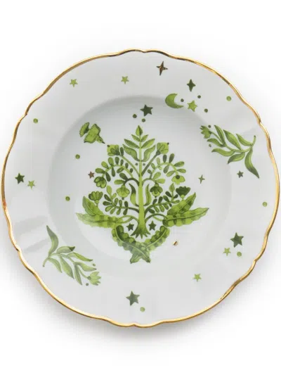 Bitossi Home Floreal Porcelain Deep Plate (23cm) In Green