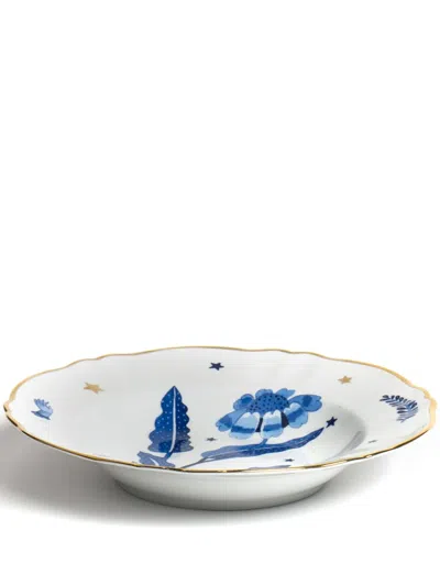 Bitossi Home Floreal Porcelain Deep Plate (23cm) In White