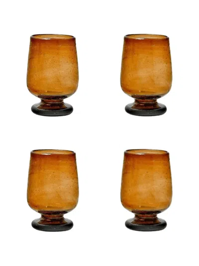 Bitossi Home Footed Glasses Set (set Of Four) In Brown