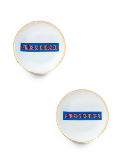 Bitossi Home Gold-rimmed Graphic-print Side Plates (set Of Two) In Multi