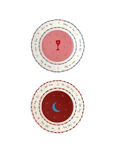 Bitossi Home Graphic Plate (set Of Two) In Pink