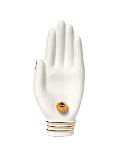 Bitossi Home Hand Golden-trim Icense Holder In White