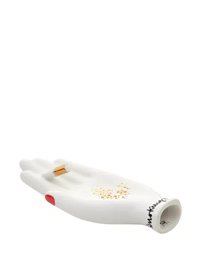 Bitossi Home Hand Painted Ashtray In White