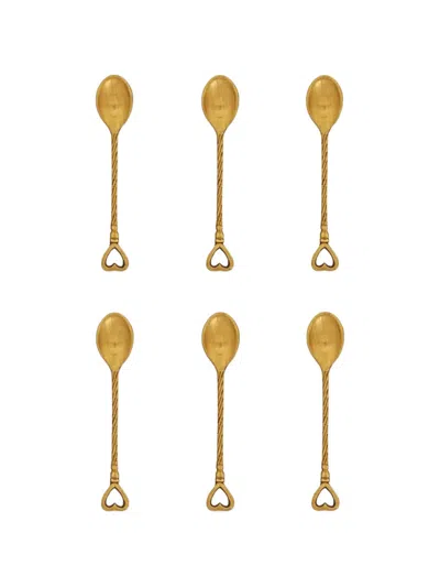 Bitossi Home Heart-detail Twisted Coffee Spoons (set Of Four) In Gold