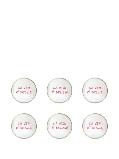 Bitossi Home La Vita È Bella Plates (set Of Six) In White