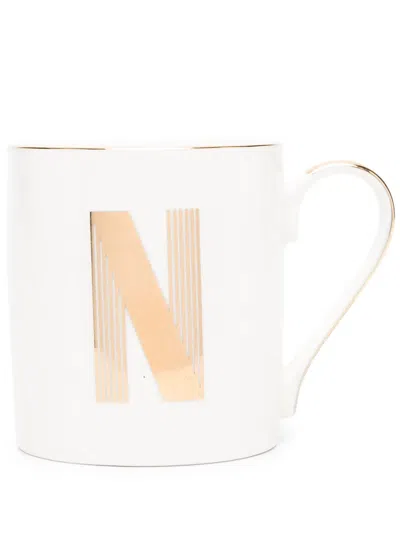 Bitossi Home Letter N Porcelain Mug In Neutrals