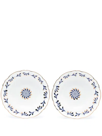 Bitossi Home Marino Abstract-print Deep Plates (set Of 2) In White