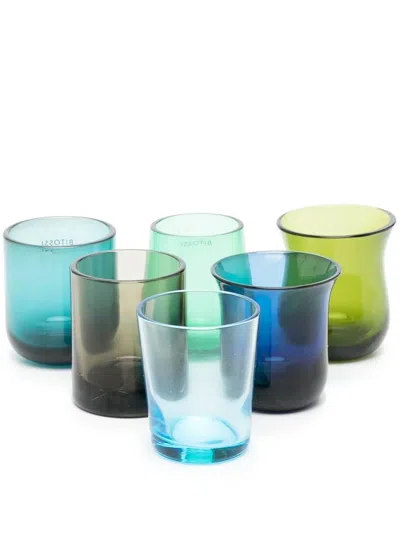 Bitossi Home Mixed-shape Shot Glasses (set Of 6) In Blue