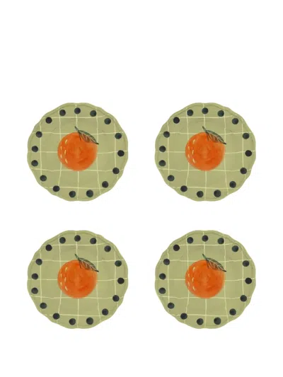 Bitossi Home Printed Plate (set Of Four) In Green