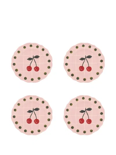 Bitossi Home Printed Plate (set Of Four) In Pink