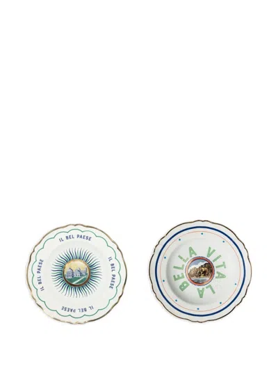Bitossi Home Scalloped Printed Plate (set Of Two) In Multi
