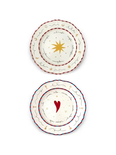 Bitossi Home Scalloped Printed Plate (set Of Two) In Multi