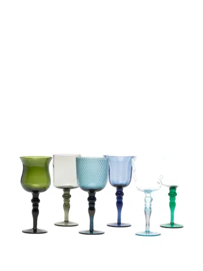 Bitossi Home Sculpted Stemmed Glasses (set Of Six) In Blue