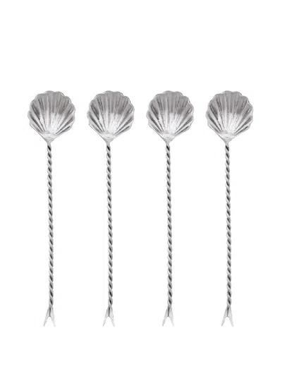 Bitossi Home Sea Shell Appetizer Forks Set (set Of Four) In Silver