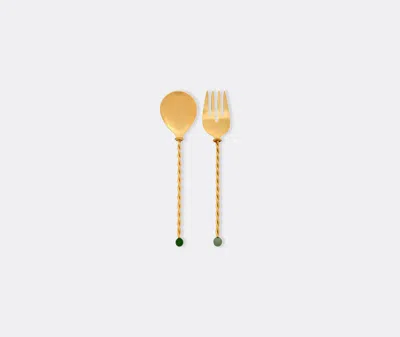 Bitossi Home Torchon Salad Servers Set In Gold