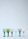 Bitossi Home Set Of Six Assorted Blue Goblets In Multi