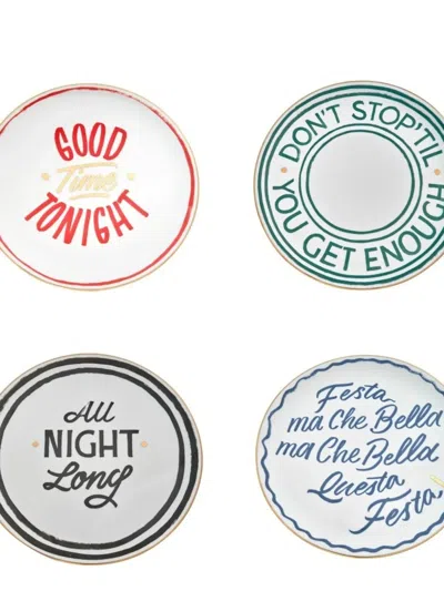 Bitossi Home Slogan-print Pizza Plates Set (set Of Four) In Multi